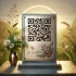 DALL·E 2024-11-04 15.41.27 - A peaceful and serene memorial scene with a metallic QR plaque mounted on a stone in a calm natural setting. The plaque features a scannable QR code a